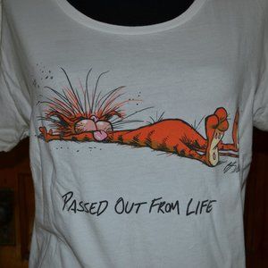 Berkeley Breathed Passed Out from Life SS T-Shirt Bill the Cat Size 2XL